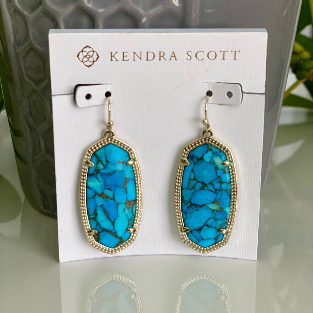 Kendra Scott Vintage Danielle Earrings in Veined Bronze Turquoise